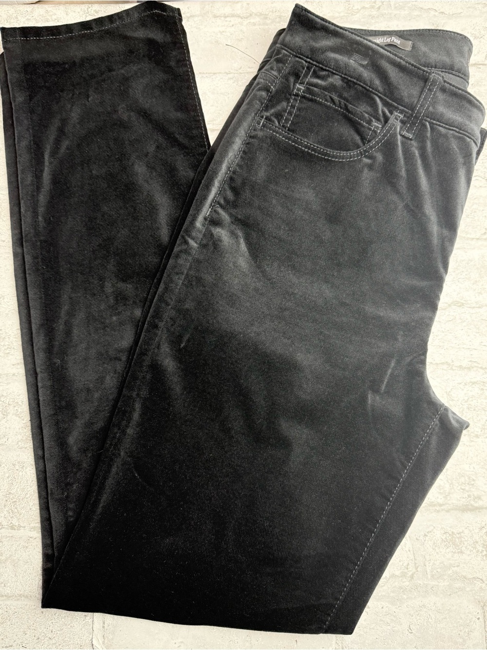 Talbots Velveteen Straight Leg Pants Black Size 6 Mid Rise NEW NWOT 😍